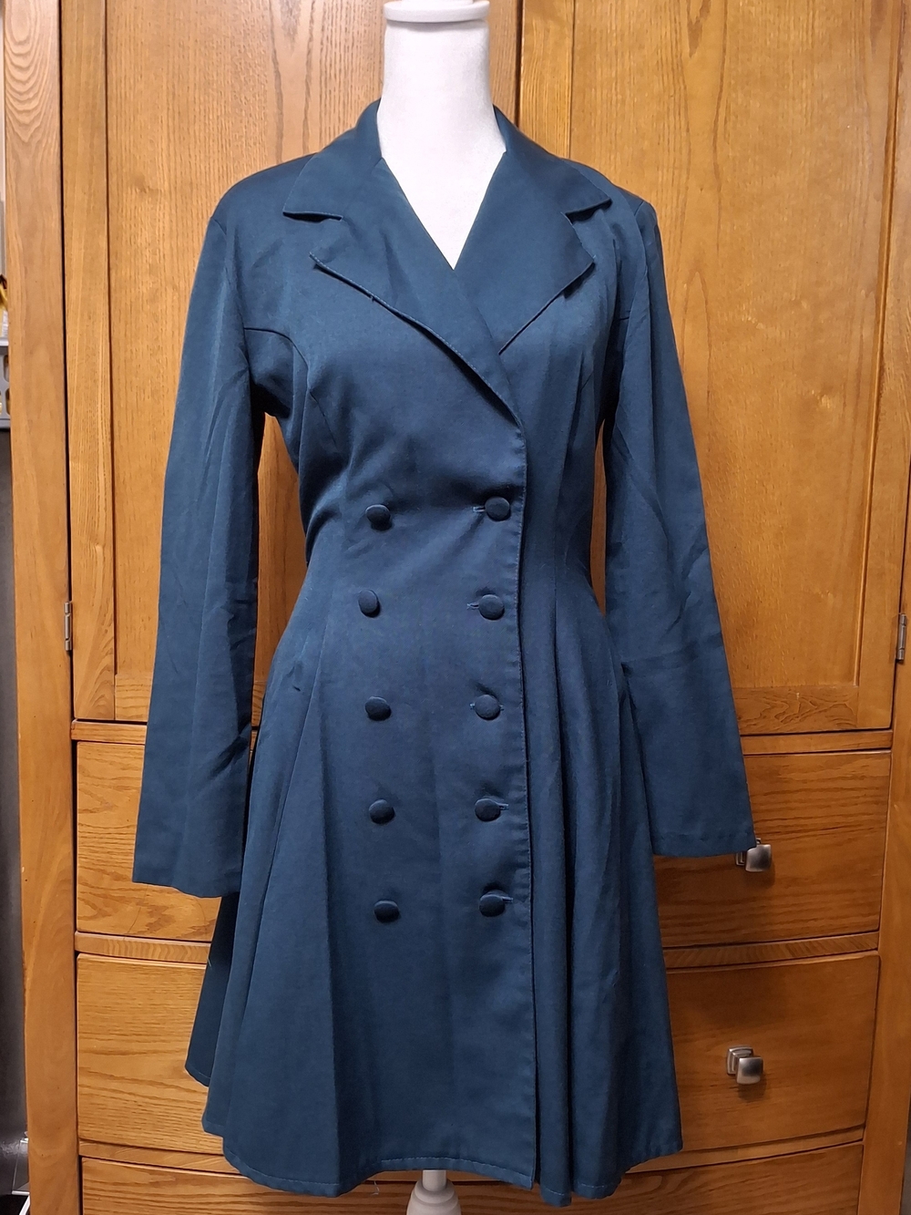 ​ VINTAGE LE CHÂTEAU TEAL TRENCH COAT DRESS